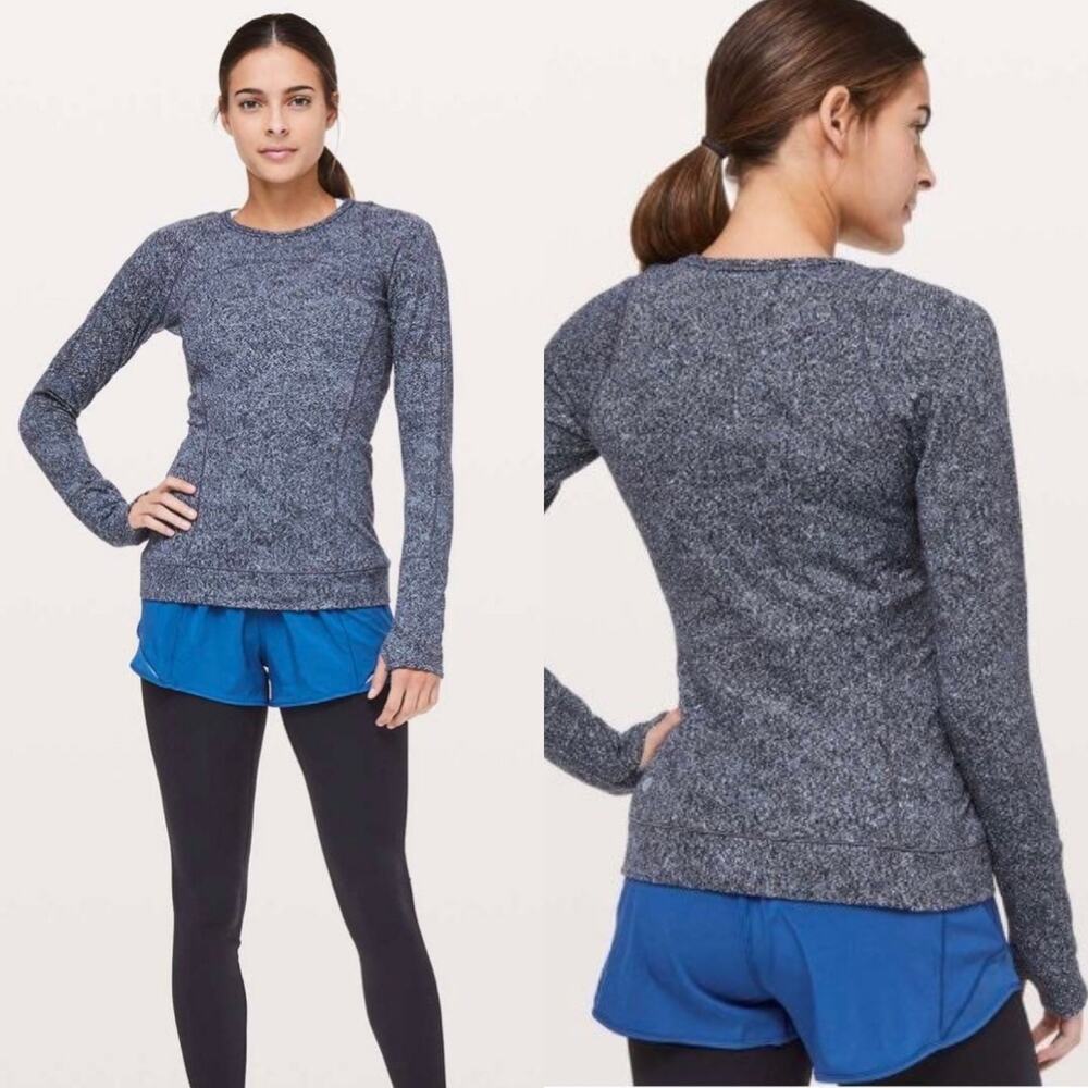 Lululemon Cypress Kiss Long Sleeve Shirt  Fusion Jacquard‎ Black Violet Size 6